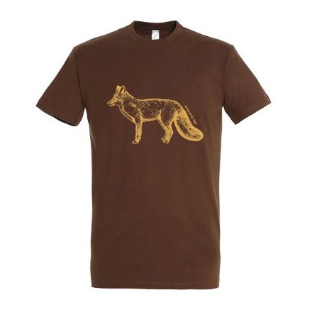 Póló (róka mintával) kereknyakú (100%pamut 190gr/m2) TOP, barna