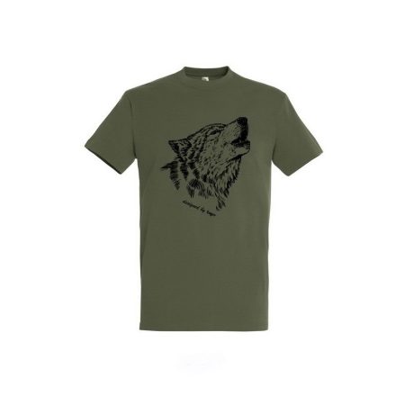 Póló (farkas mintával) kereknyakú (100%pamut 190gr/m2) TOP, katonai szín