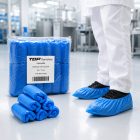 Cipővédő TOP SANISHOE gumírozott CPE, kék, 100db/csomag