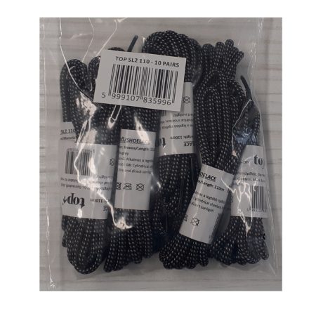 Cipőfűző  hosszú hengeres strapabíró (100%nylon) TOP, fekete/fehér