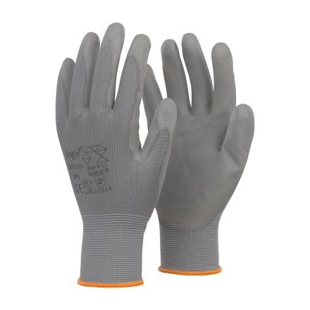Védőkesztyű PU mártott nylon gumirozott mandzsetta TOP SMOKY+, szürke